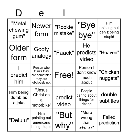 MaximBady bingo Card