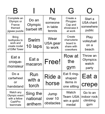 CashProlympics BINGO Card