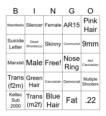 Assassination 2024 Bingo Card