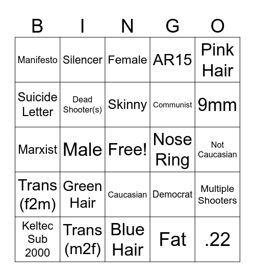 Assassination 2024 Bingo Card