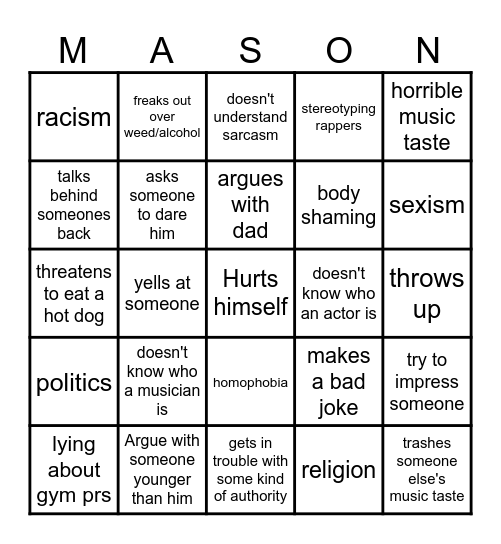 The Greatest Bingo Card Ever Made Bingo Card