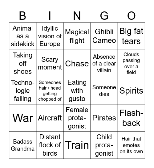 Studio-Ghibli BINGO Card