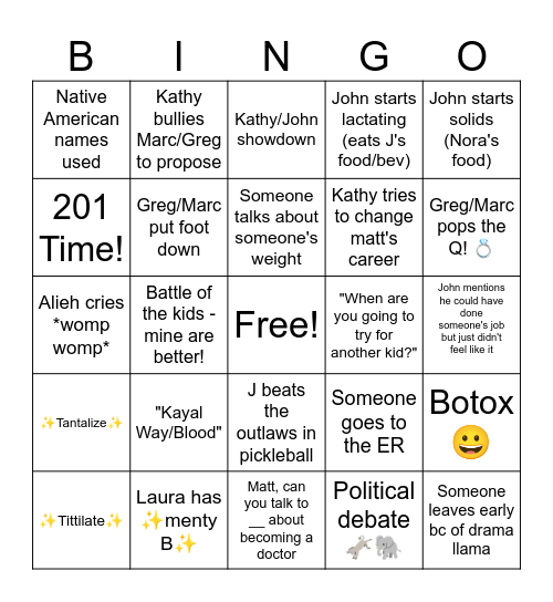 Be Fruitful and Multiply Bingo Card