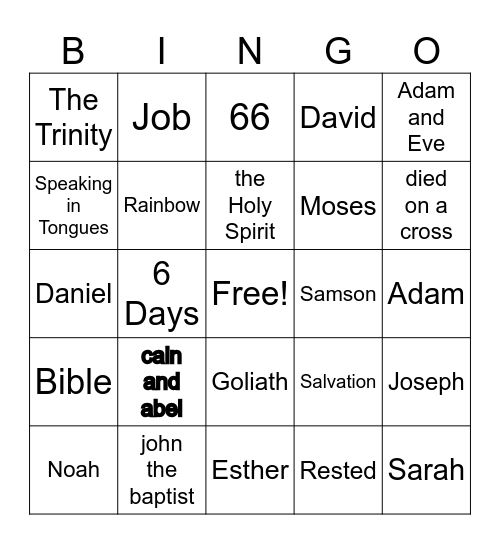 BIBLE BINGO! Bingo Card