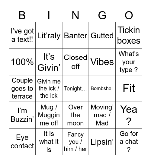 Love Island (UK) 2024 Bingo Card