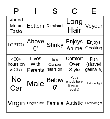 Pisces Bingo Card