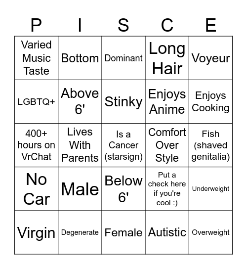 Pisces Bingo Card