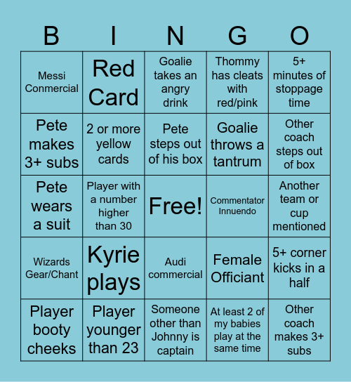 Sporting Bingo Card