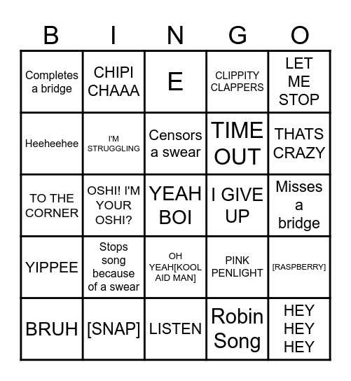 Melody Cordelia Bingo Card