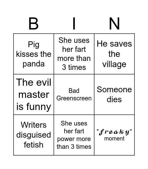 Bad movie with the boys bingo Card