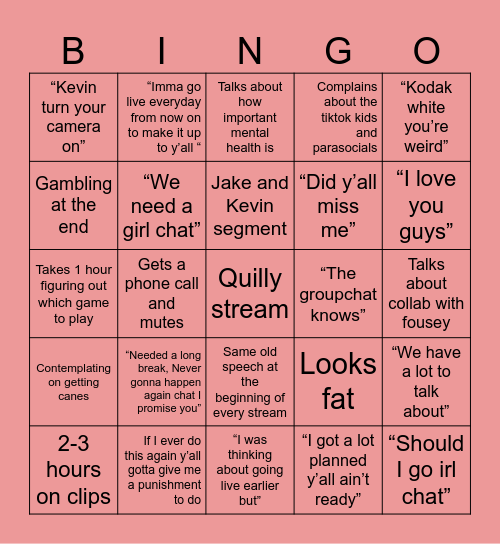 AR COMEBACK STREAM Bingo Card