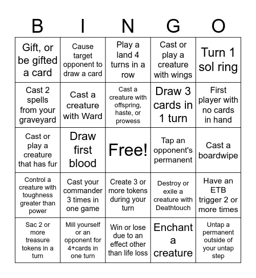 Woodland Bingo Card