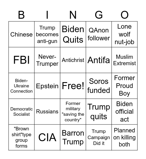 Conspiracy Bingo Card
