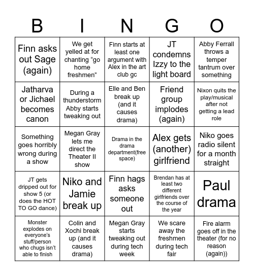 2024/2025 School Year Bingo Card