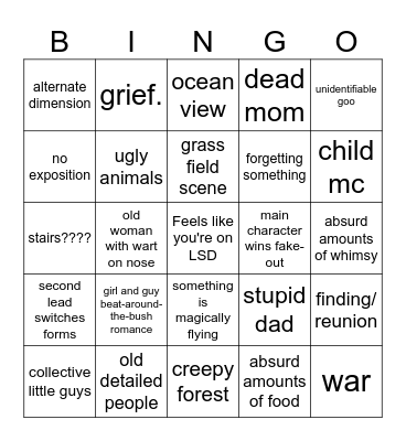 Ghibli Bingo Card