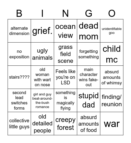 Ghibli Bingo Card