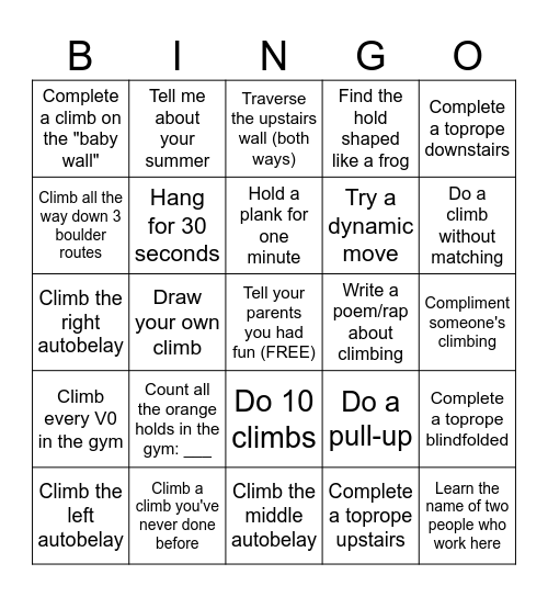 ★Weekend Warriors BINGO!★ Bingo Card