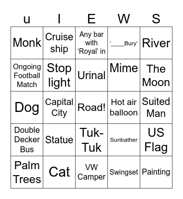 Street View Bingo Card