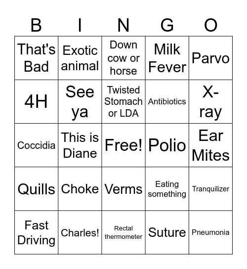 The Incredible Dr. Pol Bingo Card