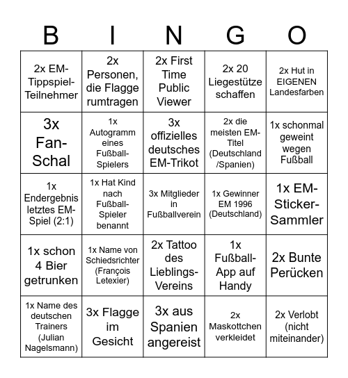 Fanmeilen Bingo Card