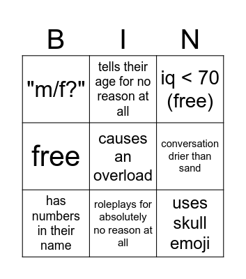 discord userphone card Bingo Card