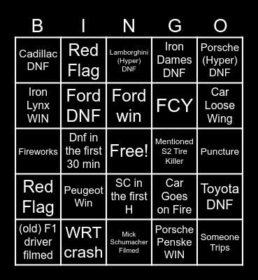 6h of Sao Paolo Bingo Card