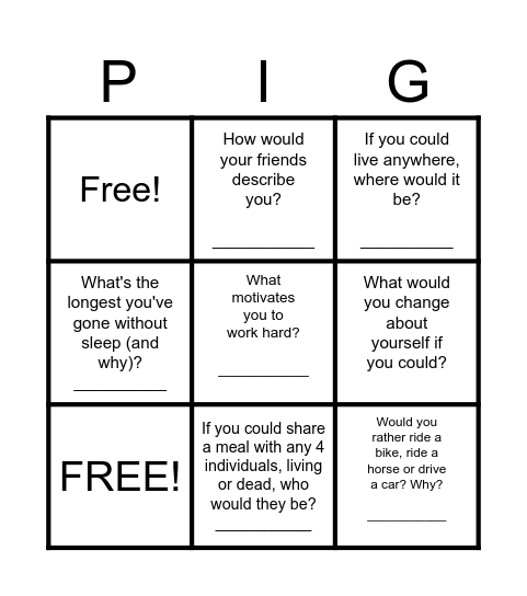 CAED Bingo Card