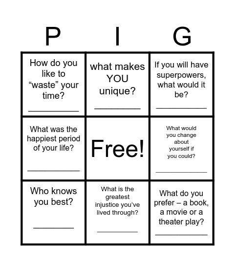 CAED Bingo Card