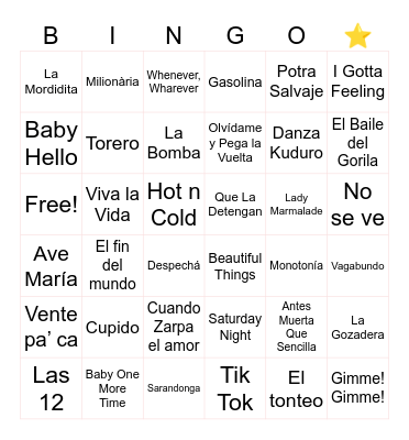 BINGO MUSICAL 🎵 Bingo Card