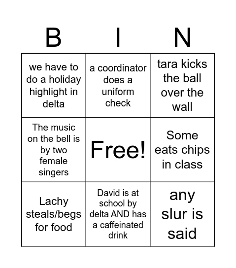 back to school bingo Card