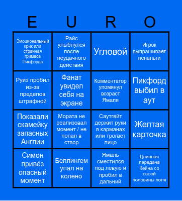 ФИНАЛ ЕВРО 2024 Bingo Card