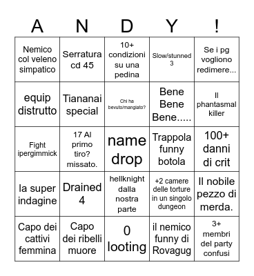 Consiglio dei ladri official BINGO Card