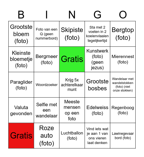 Vakantie Bingo 2024 Bingo Card