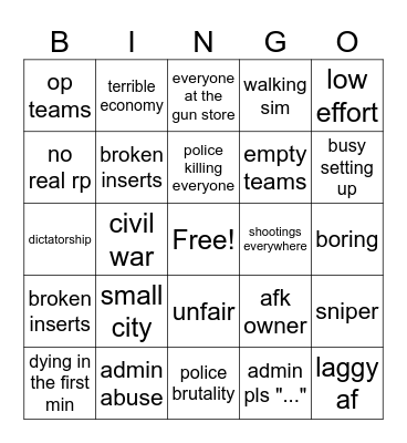 bgtp Bingo Card