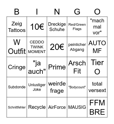DATE BING Bingo Card