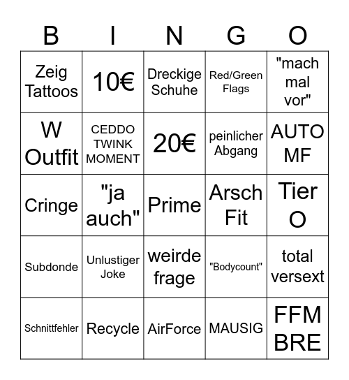 DATE BING Bingo Card