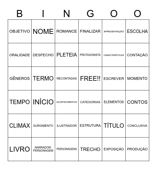 NARRATIVA Bingo Card