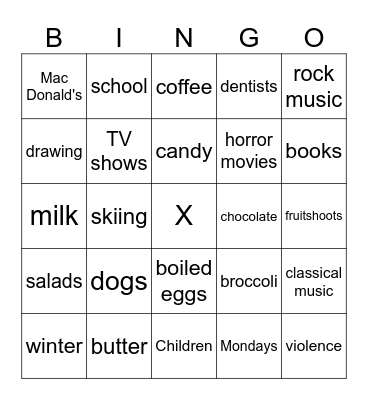 Do you hate...? Bingo Card