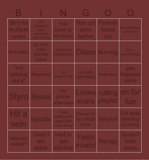 Rina's sh bingo Card