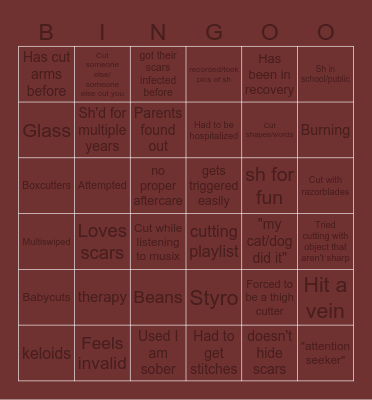 Rina's sh bingo Card