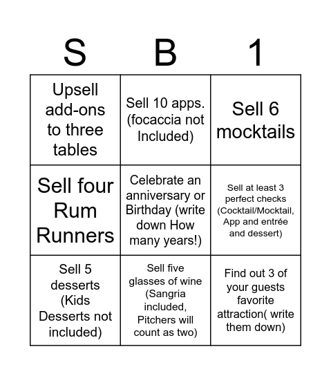 Server Bingo Card