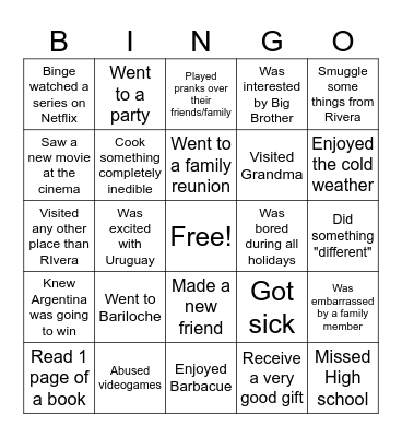 Winter Bingo Card