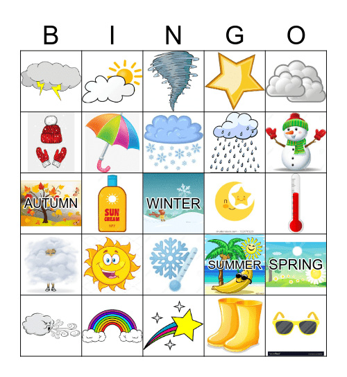 WEATHER Bingo Card