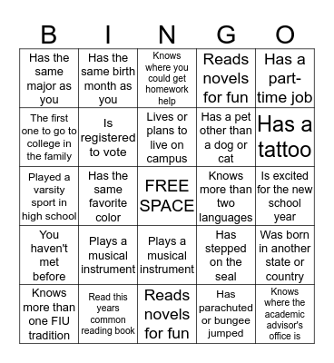 Find someone who... Bingo Card