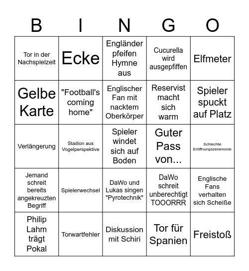 EM Finale Bingo Card