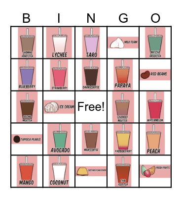 Bubble Tea Bingo Card