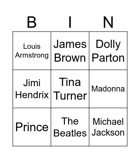 Kings & Queens Bingo Card