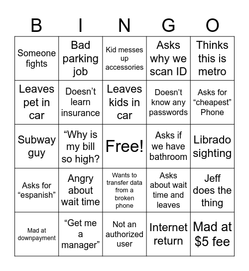 Butler Bingo Card