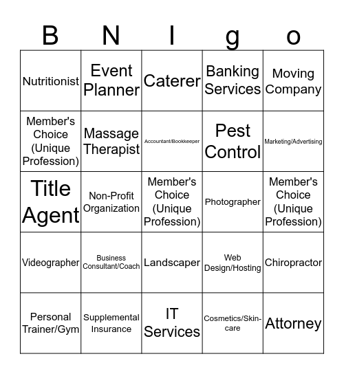 BNI Power Players BNIgo Bingo Card