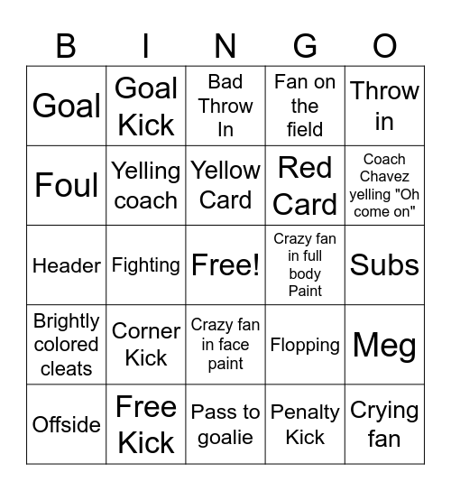 Argentina vs. Columbia Bingo Card